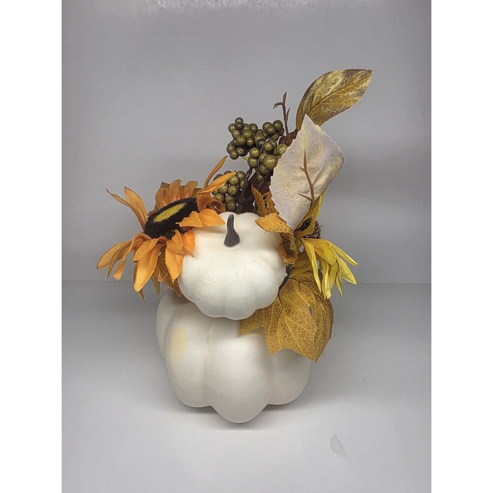 Fall Floral Pumpkin With Artificial Flowers Fall Holiday Home Centerpiece